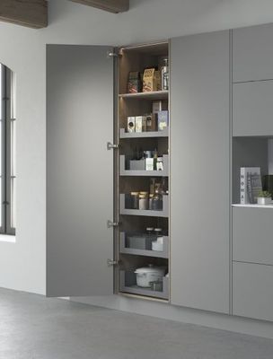 LEGRABOX SPACE TOWER larder in Orion grey matt with clear glass