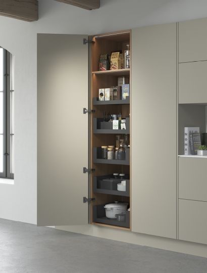 LEGRABOX SPACE TOWER larder in Carbon black matt with clear glass