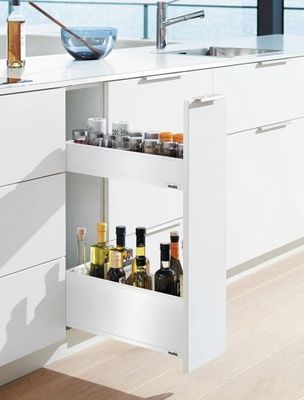 Space Twin pull-out base with shelves in white Space Twin pull-out base with shelves in white