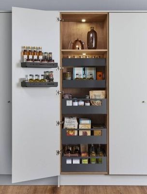 Space Tower Pantry pull-out larder in Orion grey matt Space Tower Pantry pull-out larder in Orion grey matt
