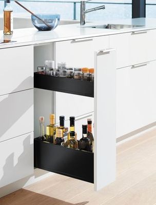 Space Twin pull-out base with shelves in Carbon black matt