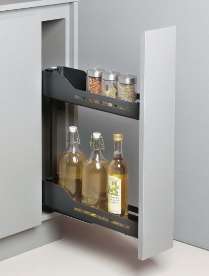 Libell narrow base pull-out with shelves in anthracite Libell narrow base pull-out with shelves in anthracite