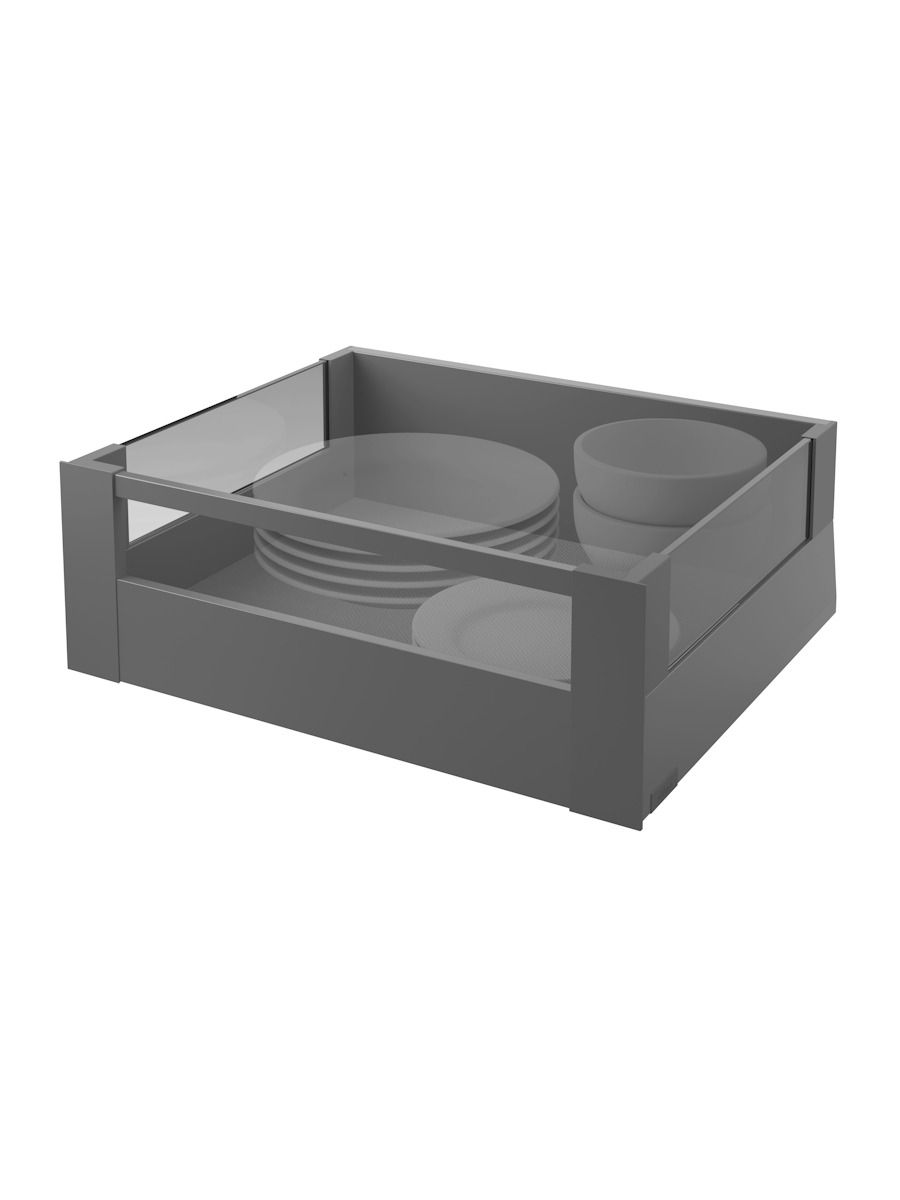 MERIVOBOX E Height BOXCOVER with Smoked Glass Internal (192mm) - Orion grey matt