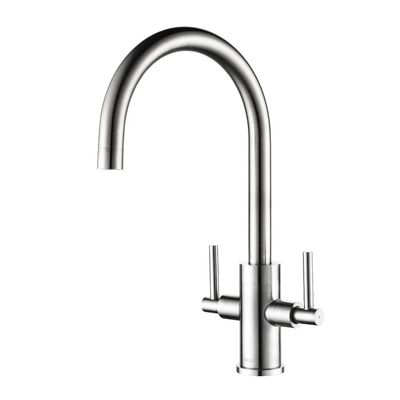 T522 Eibsee Twin Lever Curved Spout Stainless Steel T522 Eibsee Twin Lever Curved Spout Stainless Steel