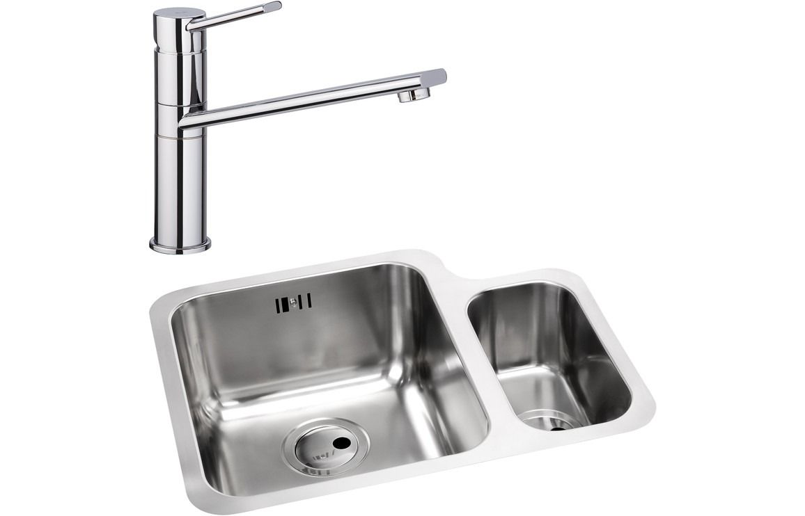 Abode Matrix 1.5B LHMB Undermount St/Steel Sink &amp; Specto Tap Pack