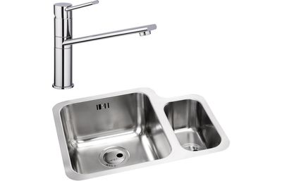Abode Matrix 1.5B LHMB Undermount St/Steel Sink &amp; Specto Tap Pack