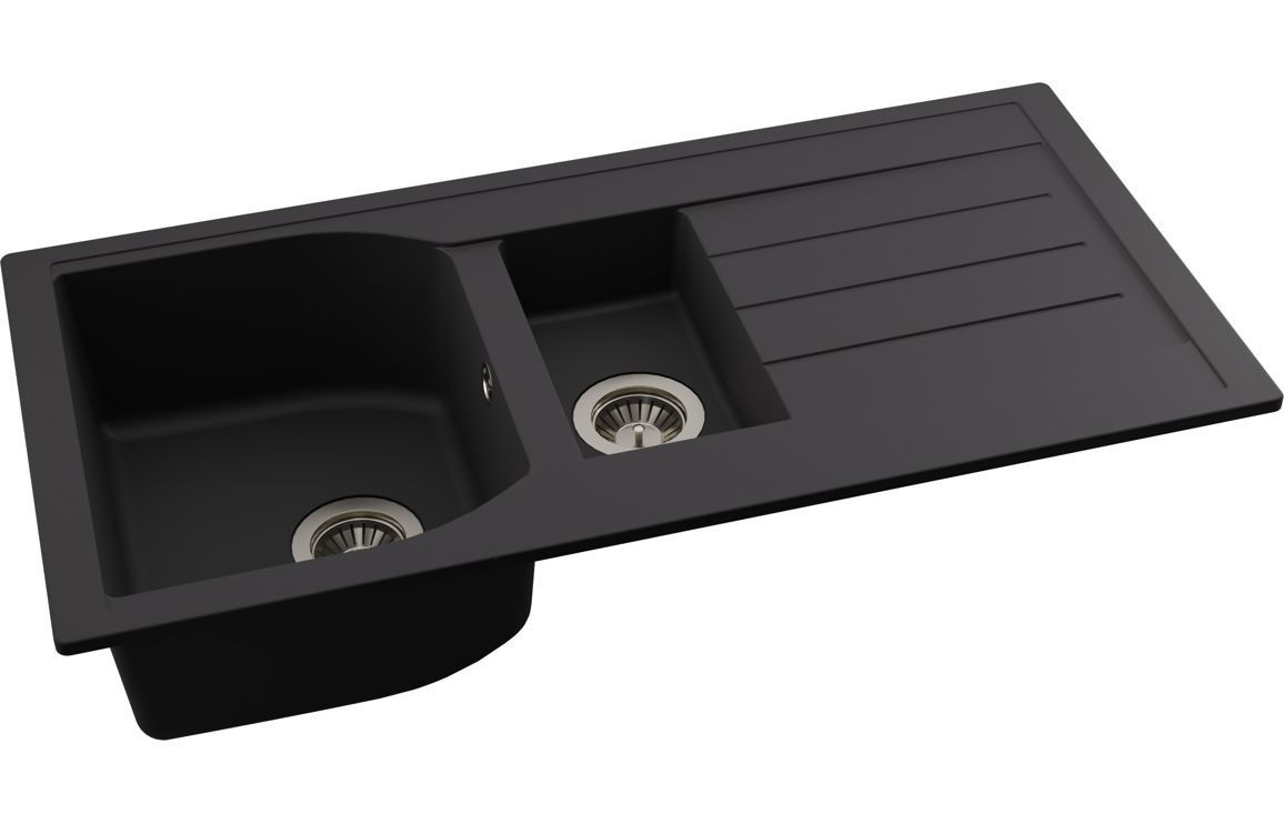 Abode Oriel 1.5B Inset Black Granite Sink &amp; Specto Tap Pack
