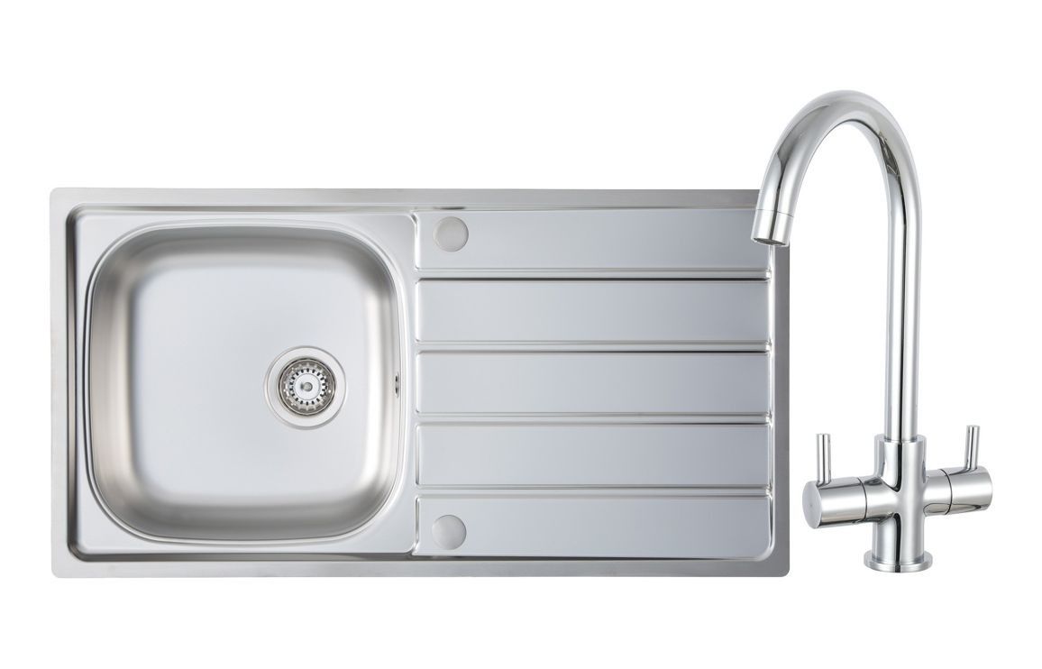 Mastercraft 1B Inset Sink &amp; Staten Tap Pack - St/Steel &amp; Chrome