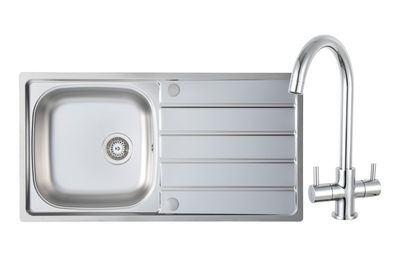 Mastercraft 1B Inset Sink &amp; Staten Tap Pack - St/Steel &amp; Chrome
