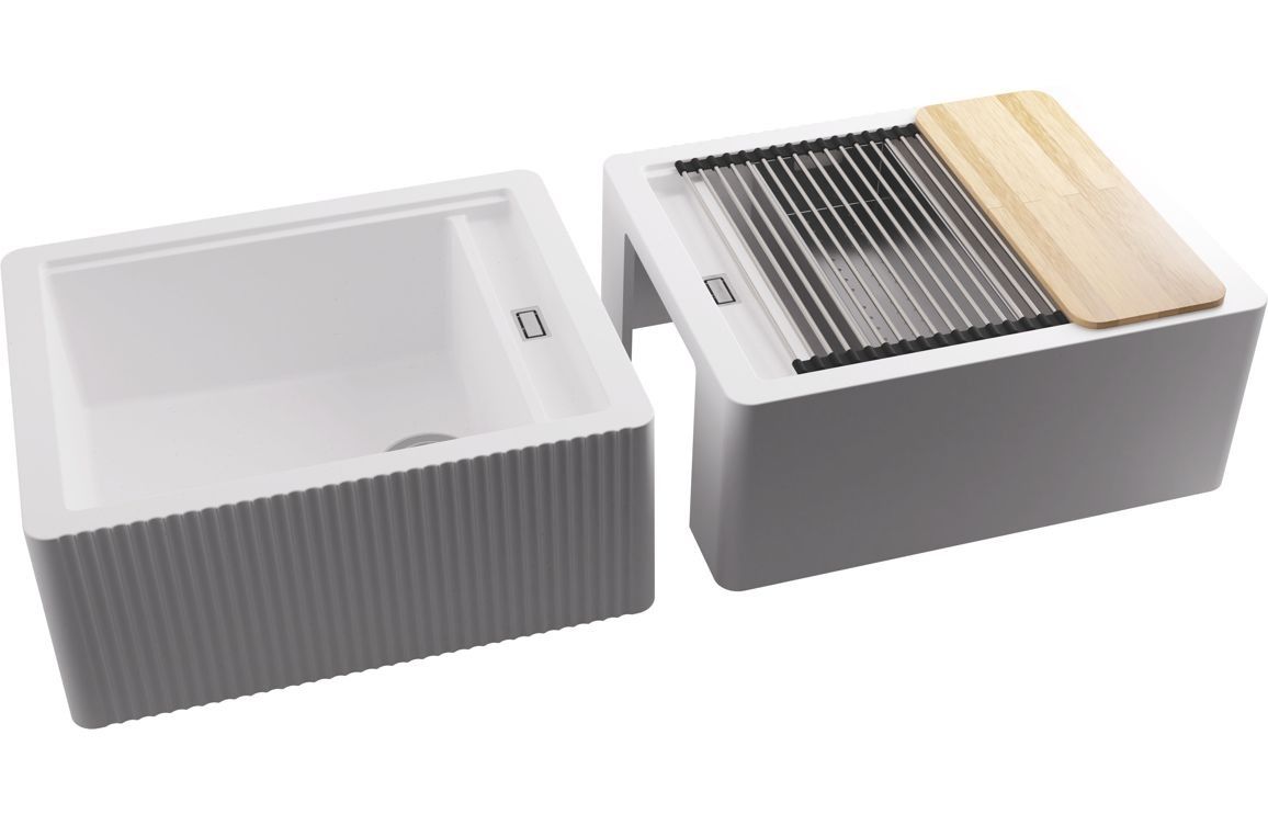 Abode Optima 1.25B Granite Belfast Sink - White Metallic