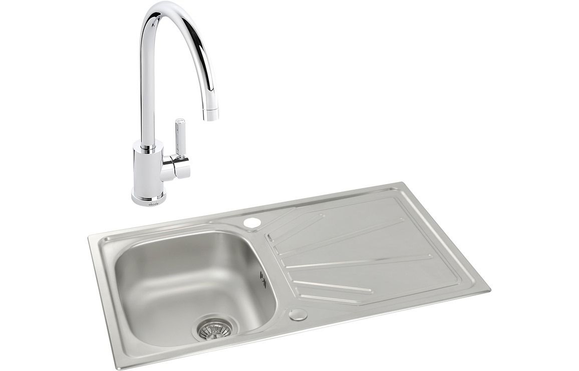 Abode Trydent 1B Inset St/Steel Sink &amp; Atlas Tap Pack