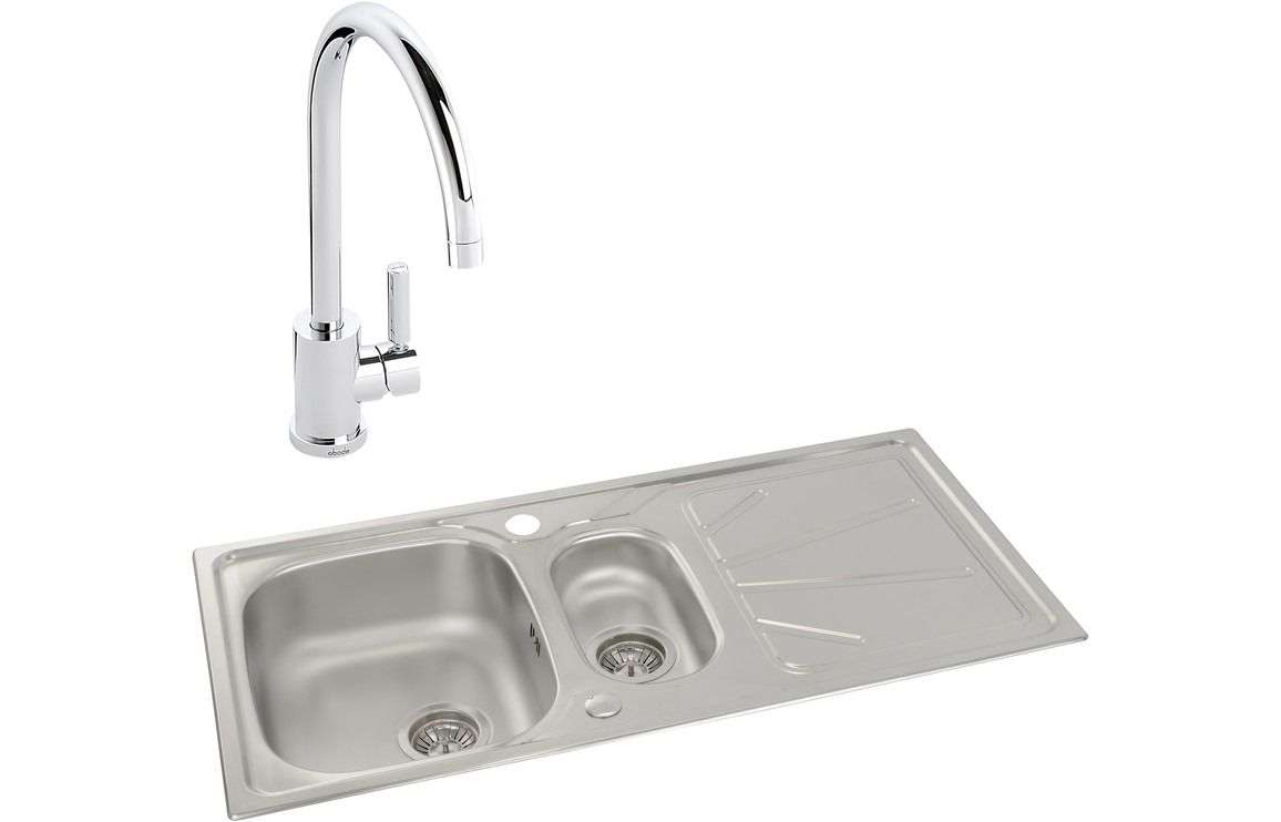 Abode Trydent 1.5B Inset St/Steel Sink &amp; Atlas Tap Pack