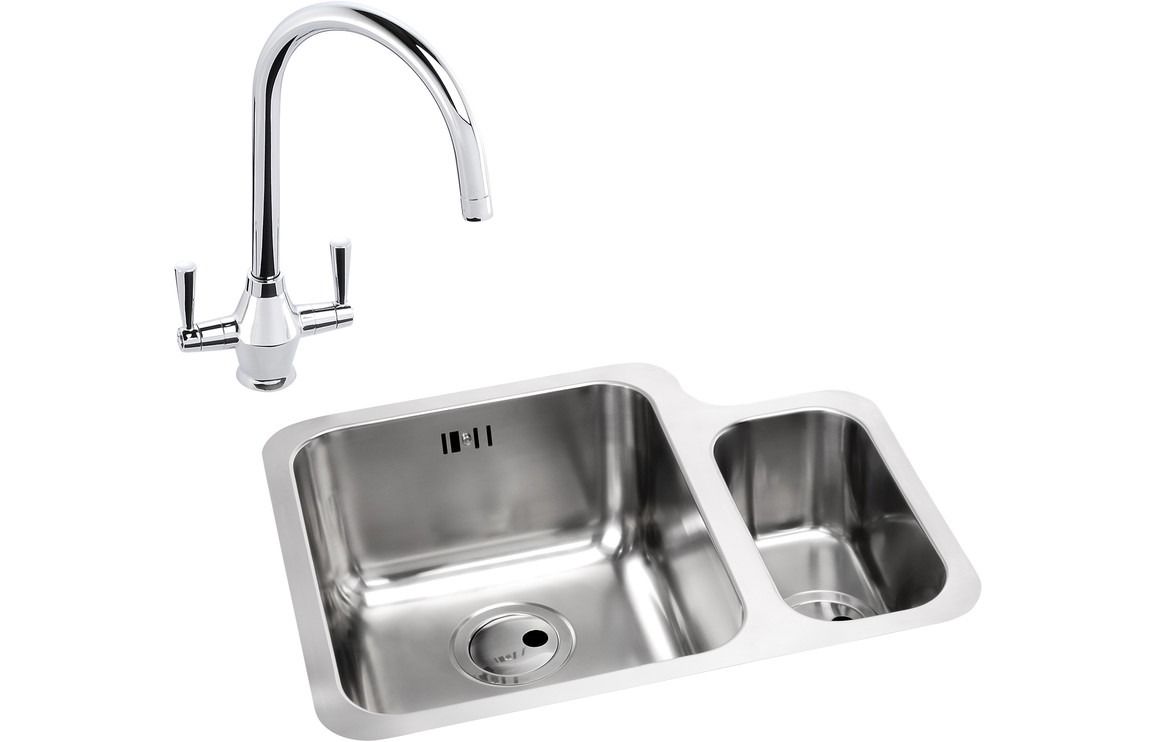 Abode Matrix 1.5B LHMB Undermount St/Steel Sink &amp; Astral Tap Pack