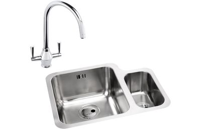 Abode Matrix 1.5B LHMB Undermount St/Steel Sink &amp; Astral Tap Pack