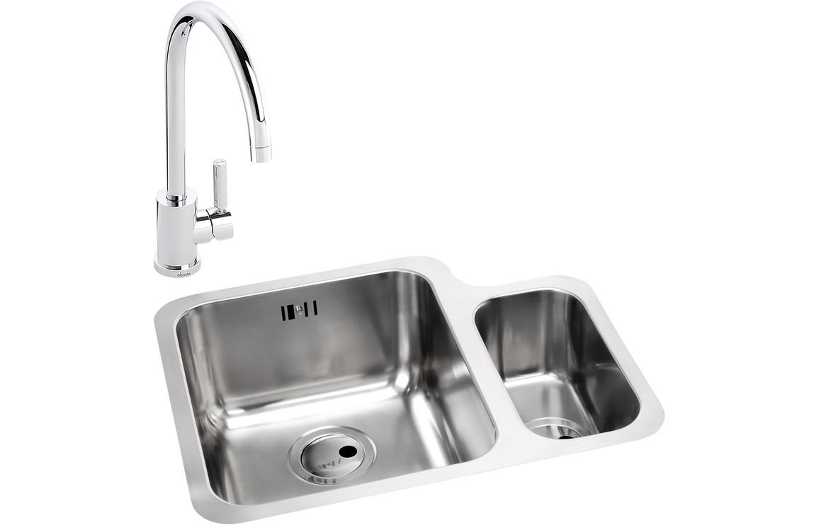 Abode Matrix 1.5B LHMB Undermount St/Steel Sink &amp; Atlas Tap Pack