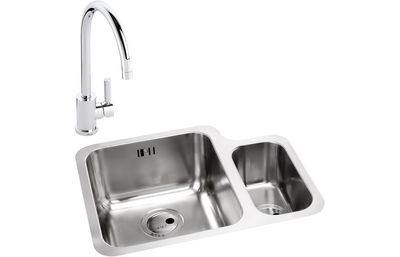 Abode Matrix 1.5B LHMB Undermount St/Steel Sink &amp; Atlas Tap Pack
