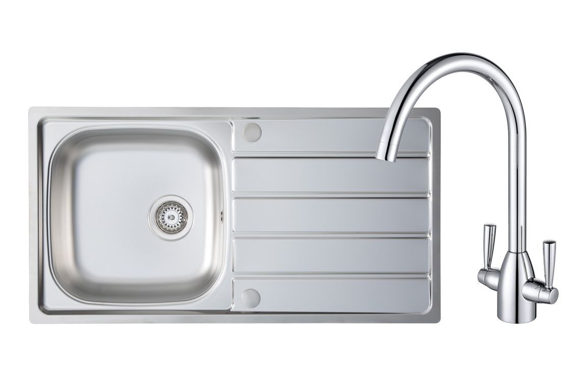 Mastercraft 1B Inset Sink &amp; Chelsea Tap Pack - St/Steel &amp; Chrome