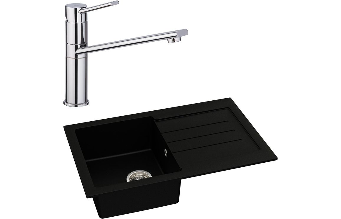 Abode Xcite 1B Inset Black Metallic Sink &amp; Specto Tap Pack