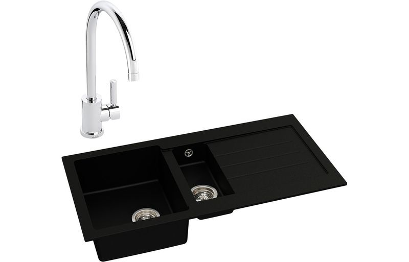 Abode Xcite 1.5B Inset Black Metallic Sink & Atlas Tap Pack Abode Xcite 1.5B Inset Black Metallic Sink & Atlas Tap Pack