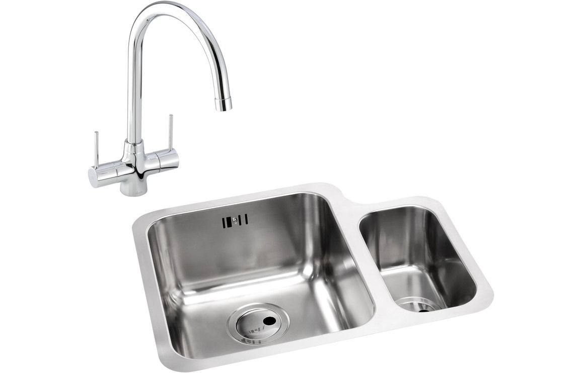 Abode Matrix 1.5B LHMB Undermount St/Steel Sink &amp; Nexa Tap Pack