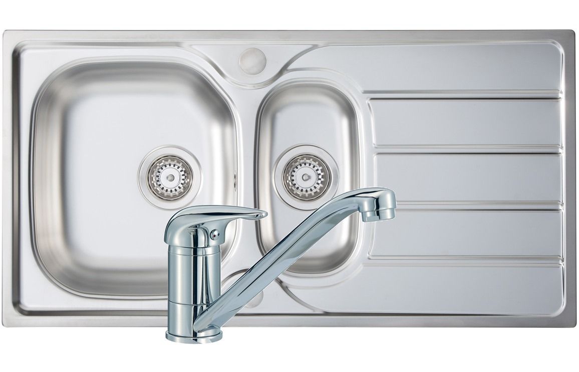 Mastercraft 1.5B 965x500mm St/Steel Sink &amp; Single Lever Tap Pack