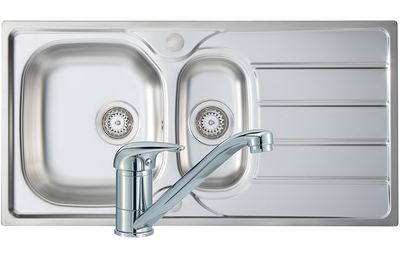 Mastercraft 1.5B 965x500mm St/Steel Sink &amp; Single Lever Tap Pack
