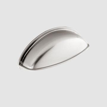Portland, Cup Handle, 64mm hole centre, Brushed Stainless Steel Effect