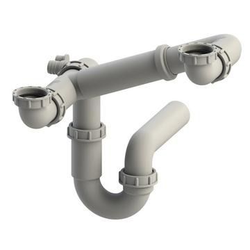 Alveus, Sink accessories, White, Waste, WASTE TRAP 2XSP MTP (double siphone)