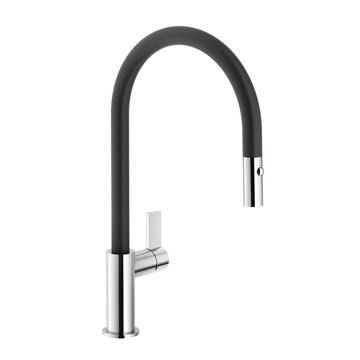 Nobili, Flag, Single Lever pull out, J Spout, Chrome &amp; Black, Tap, 0.5 - 10 Bar