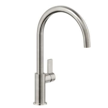 Nobili, Flag, Single Lever, J Spout, Brushed Stainless Steel, Tap, 0.5 - 10 Bar
