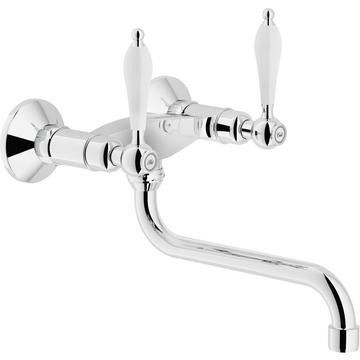 Nobili, Antica, Wall mounted dual lever, S Spout, Polished Chrome, Tap, 0.5 - 10 Bar