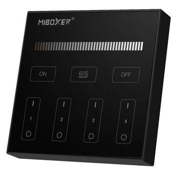 Wall mounted wireless switch, four zones, Black