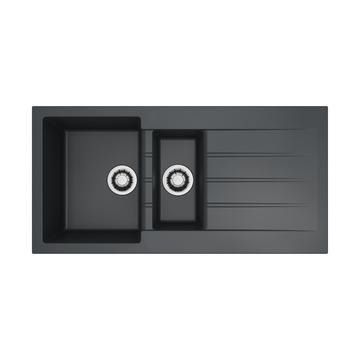 Alveus, Cadit 80, Carbon, 1.5 bowl, Inset, 1000x500x200mm, c/w single quick close waste kit &amp; mount
