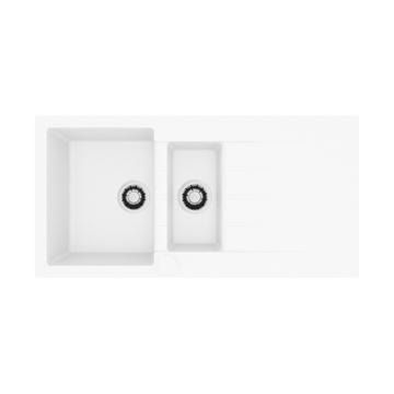 Alveus, Cadit 80, Glacier, 1.5 bowl, Inset, 1000x500x200mm, c/w single quick close waste kit &amp; mount