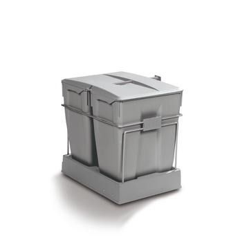 Gollinucci, Waste Bin, Fixes to cabinet base, Grey, 2 x 30L compartment(s), for 450mm cabinet