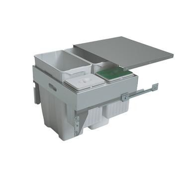 Gollinucci, Waste Bin, Fixes to pull-out door, Grey, 2 x 30L, 2 x 7.5L compartment(s), for 600mm cab