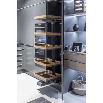 Kessebohmer Convoy Larder, 600mm, Anthracite with Oak Elements, Right Hand