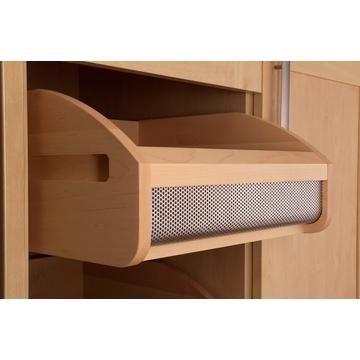 Lindo modern basket, 500mm wide, natural oak and metal, pair