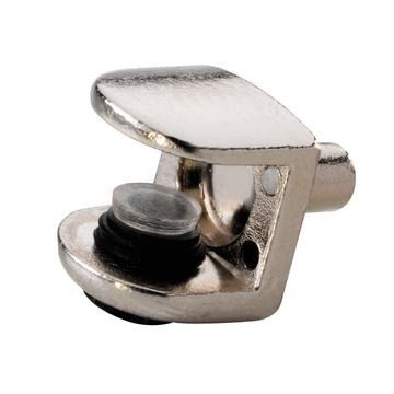 Glass shelf support, single piece, 5mm, die-cast, nickel