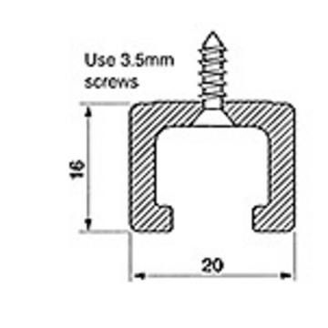 Sliding door track, 1180mm, screw fix, plastic, black