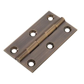Brass butt hinge, 75mm, antique bronze, including screws, pair