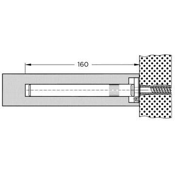 Concealed shelf support wall fixing, 12mm diameter x 160mm, bright zinc Concealed shelf support wall fixing, 12mm diameter x 160mm, bright zinc
