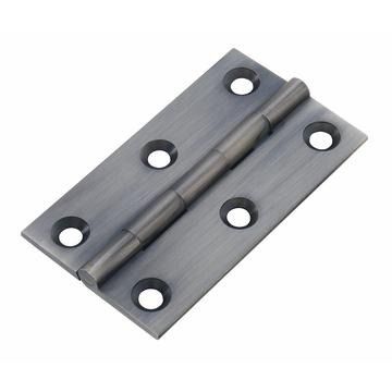 Brass butt hinge, 75mm, pewter finish, including screws, pair