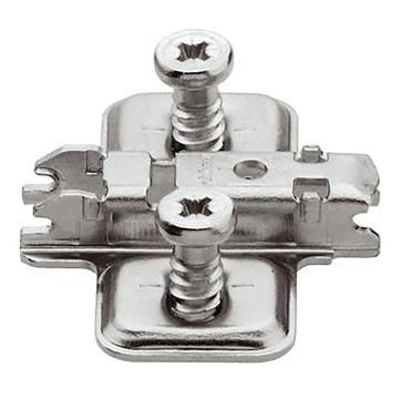 CLIP cruciform mounting plate with elongated hole height adjustment 0mm complete with system screws - Trade Box of 500