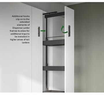Kessebohmer Dispensa Larder Hooks: allows trays to be connected higher in tall units