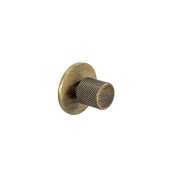 Knurled, Knob, Central hole centre, Aged Brass (Round Backplate)