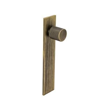 Knurled, Knob, Central hole centre, Aged Brass (Square Backplate)