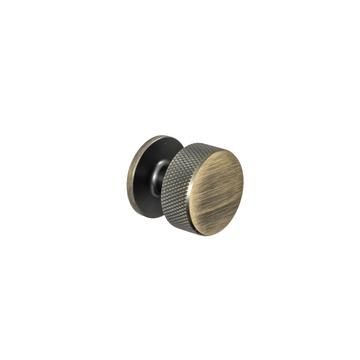 Knurled, Knob, Central hole centre, Aged Brass (32mm)