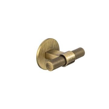 Knurled, T-Bar, Central hole centre, Aged Brass (Round Backplate)