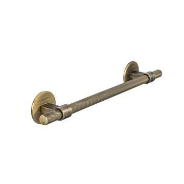 Knurled, Bar Handle, 192mm hole centre, Aged Brass (Round Backplate)